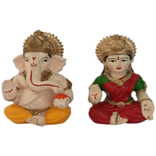 Set Of Maa Lakshmi Ganesha Idol (CLAY)