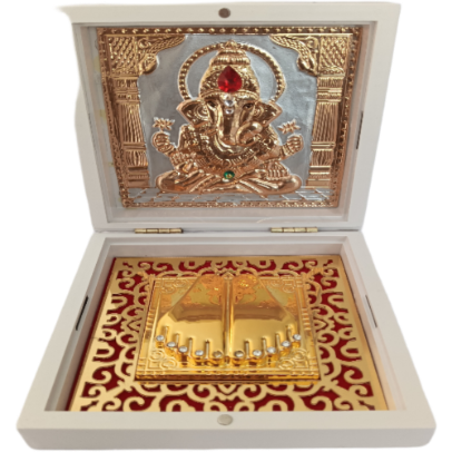 ganesh puja box gold plated