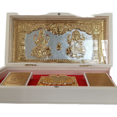GOLD PLATED LAKSHMI GANESH GIFE BOX